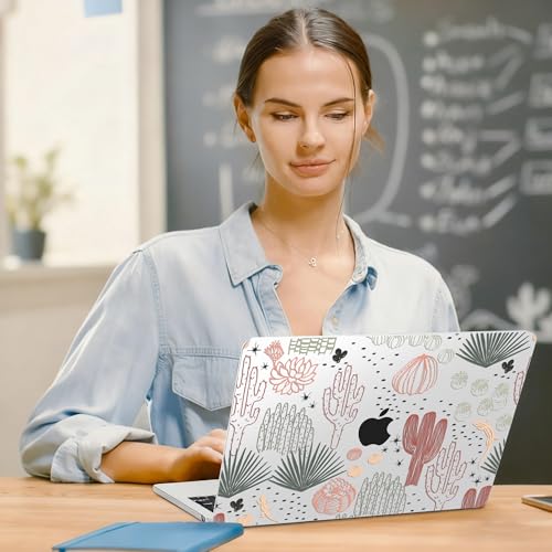 G JGOO Compatible with MacBook Air 13 inch Case 2026 2025-2022 M5 A3449 M4 A3240 M3 A3113 M2 A2681, Clear Hard Shell for MacBook Air 13.6 inch Case + Keyboard Cover + Screen Protector, Catus - color: Cactus