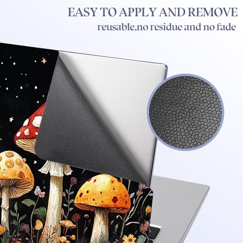 Universal Laptop Skin Sticker Decal,15.6 Inch Laptop Vinyl Cover for 13" 14" 15.6" Laptop,Scratch-Resistant Waterproof Protector Wrap,Reusable with Wrist Pads,Starry Mushroom Field - color: Starry Mushroom Field
