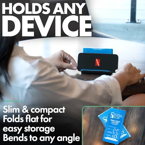 Airplane Phone Holder - Foldable Phone Stand for Plane Travel | Aluminum Build, 9 x 4.3 in. Matte Blue Finish, Tabletop Mount Desk, Plane Tray Seat back, Treadmill, Fits iPhone Cell Phone - color: Blue, size: Large
