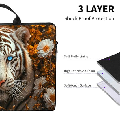 Laptop Bag,14 15 15.6 inch Laptop Case Sleeve,Computer Sleeve with Handle for Women Men,Carrying Case for MacBook,Dell,Lenovo,Notebook Computer,White Tiger Flower - color: White Tiger Flower