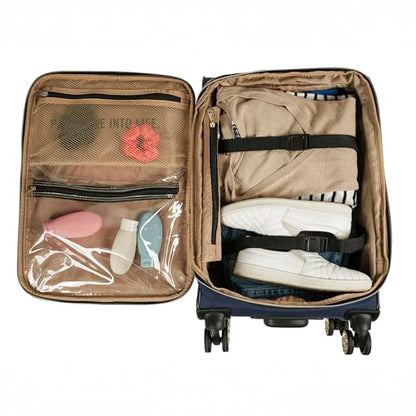 Expandable Suitcase with Chevron Quilted Exterior by Kenneth Cole - color: Navy, size: 24-Inch Checked