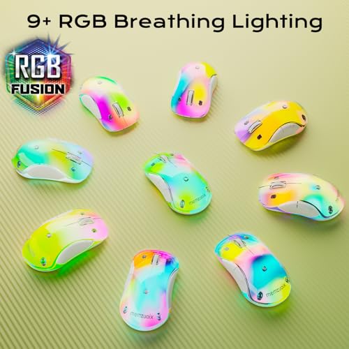 memzuoix 2.4G LED Wireless Mouse, Rechargeable Ergonomic Mouse with Detachable Cover, 1400 DPI Portable Optical Computer Mouse with USB Receiver for Laptop, PC, Desktop and MacBook, 5 Buttons-Yellow - color: Yellow