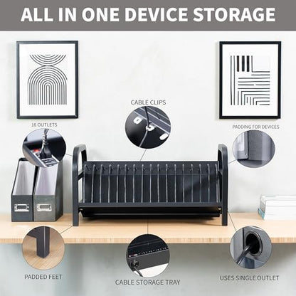 VIVO 16-Bay Laptop and Tablet Open Charging Station, Devices up to 14 inches, Black, Stand-LAPC3 - size: 16-Bay