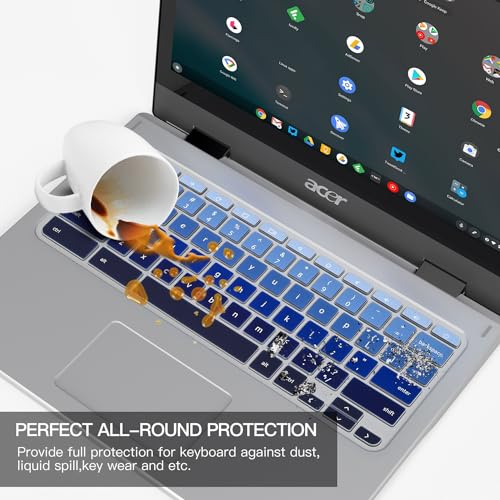 Keyboard Cover for Acer Chromebook Spin 11 311 C733 CP311 511 512/Chromebook 11 CB3-131 CB3-132 CP311 C738T CB5-132T/Chromebook Spin 713 CP713 R13 CB5-312T/Acer Chromebook 14 15 inch,Gradual Blue - color: Gradual Blue