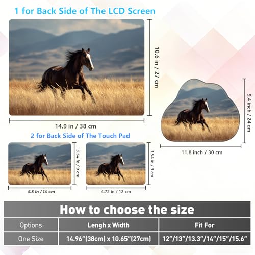 Laptop Skin Sticker Decal 15-15.6 Inch with Cute Mouse Pad, Universal Reusable Vinyl Sticker for 12.1 13 13.3 14 15.4 Inch Netbook and Notebook PC, Beautiful Horse - color: Beautiful Horse