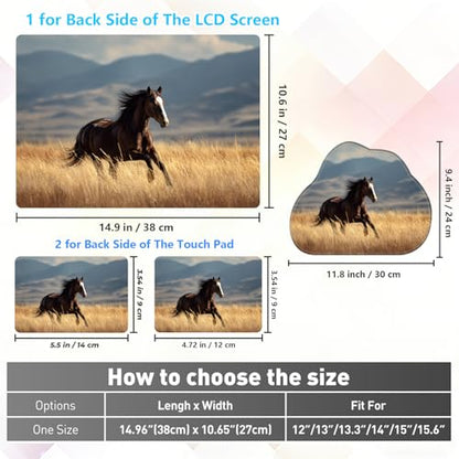 Laptop Skin Sticker Decal 15-15.6 Inch with Cute Mouse Pad, Universal Reusable Vinyl Sticker for 12.1 13 13.3 14 15.4 Inch Netbook and Notebook PC, Beautiful Horse - color: Beautiful Horse