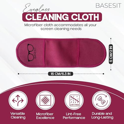 Finger Grip Eyeglass Cleaner (4 Pack) – Premium Microfiber Glasses Cleaning Cloth for Eyeglasses, Sunglasses, Phone Screen & Camera Lens (Rose/Green) - color: Rose/Green