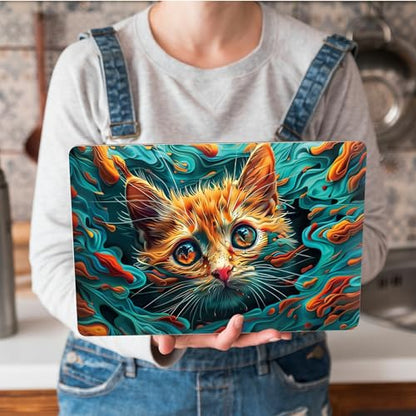 Universal Laptop Skin Sticker with 2 Wrist Pad Skins, Waterproof Scratch Resistant Vinyl Laptop Cover Decal, Cut to Fit for 11–15.6 Inch MacBook HP Dell Lenovo, Cat Waves - color: Cat Waves