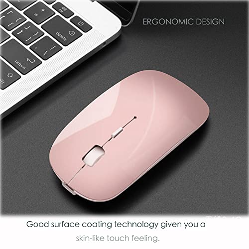 PEIBO Bluetooth 5.2 Mouse, Rechargeable Wireless Mouse for MacBook, iPad Pro, Chromebook, Windows Notebook, DELL, HP PC, Pink - color: pink