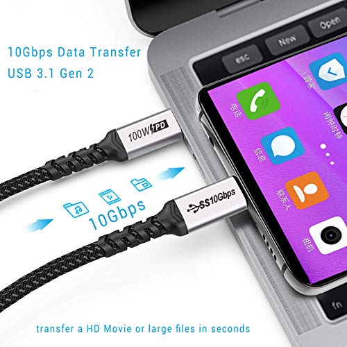 Short USB C Cable 100W, 1.5ft 2 Packs, 10Gbps Data Speed, 4K Video | 3.1 Gen 2 High Speed Data Transfer, 5A Fast Charging, 4K 60Hz USBC Video Display, Compatibile for iPhone 17/16 - size: 1.5 ft