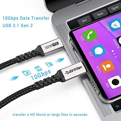Short USB C Cable 100W, 1.5ft 2 Packs, 10Gbps Data Speed, 4K Video | 3.1 Gen 2 High Speed Data Transfer, 5A Fast Charging, 4K 60Hz USBC Video Display, Compatibile for iPhone 17/16 - size: 1.5 ft