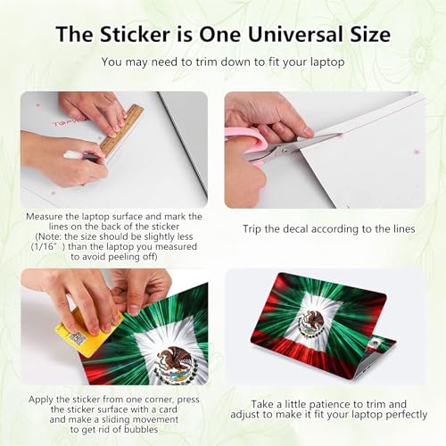 Laptop Skin Sticker Decal, Universal Reusable Vinyl Laptop Cover for 12" 13" 13.3" 14" 15" 15.4" 15.6" Notebook PC, Waterproof Scratch-Resistant with 2 Wrist Pads, Easy to Apply & Remove,Mexico Flag - color: Mexico Flag