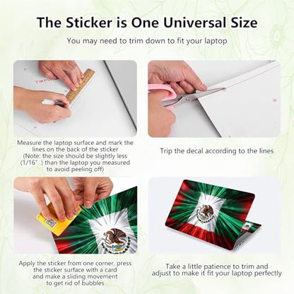 Laptop Skin Sticker Decal, Universal Reusable Vinyl Laptop Cover for 12" 13" 13.3" 14" 15" 15.4" 15.6" Notebook PC, Waterproof Scratch-Resistant with 2 Wrist Pads, Easy to Apply & Remove,Mexico Flag - color: Mexico Flag