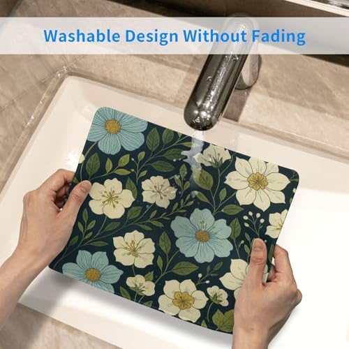 Wildflowers Flowers Leaves Watercolor Gaming Computer Keyboard Cute Mouse Pad with Anti-fray Stitching, Premium-Textured Alfombrilla para Mouse with Non-Slip Rubber Base, 10 x 12 inch - color: Wildflowers Flowers Leaves Watercolor