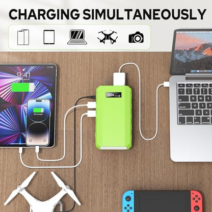 Portable Power Station with AC Outlet 120V, 24000mAh Laptop Charger Bank | Powkey 86Wh Lithium Battery Pack with 65W AC Outlet, Emergency Backup Power Supply for Camping Home Office Outdoor (Green) - color: A-Green