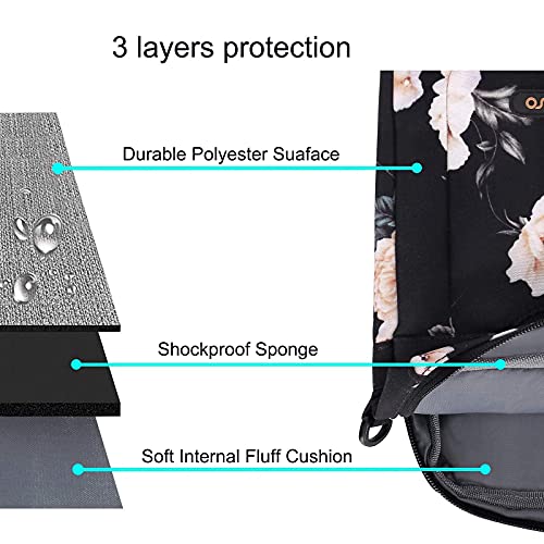 MOSISO Laptop Shoulder Bag for Women, 13-14 inch Computer Bag | Compatible with MacBook Neo 13/ Air 13/13.6/ Pro 13/14, 13.3 inch Camellia Sleeve with Adjustable Depth at Bottom, Black - color: Black, size: 13.3 inch