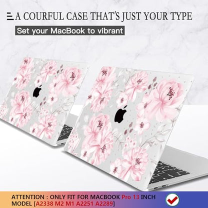 CISSOOK Compatible with MacBook Pro 13 inch Case M2 M1 Chip 2025-2016 | A2338 A2251 A2289 A2159 A1989 A1706 Model with Touch Bar, Plastic Hard Shell Case +Keyboard Cover, Cute Pink Flower - color: Pro13inch-Cute Pink Flower
