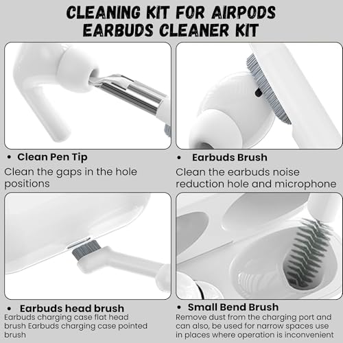 32-in-1 Electronics Cleaning Kit - Keyboard, Phone, Computer & Laptop Cleaner Kit - Compatible for MacBook, AirPods & iPhone Charger Port Cleaning Tool - Tech Gadget Cleaner - White