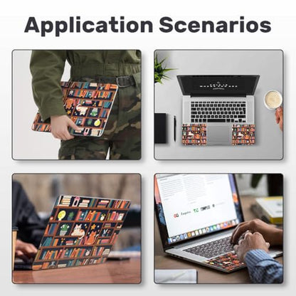 Laptop Skin Sticker Decal PVC Vinyl Sticker Notebook PC Protector Waterproof Scratch Resistant Laptop Skin for 12.1 13 13.3 13.6 14 15 15.3 16 Inch Bookshelf Cartoon Style - color: Bookshelf