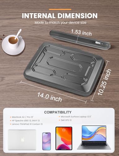 DOMISO 13.3 inch Laptop Sleeve with Handle Shockproof Computer Bag Waterproof EVA Protective Carrying Case for 13-13.3 inch Notebooks/13 MacBook Air/MacBook Pro Retina/Dell XPS 13/HP, Dark Grey - color: Dark Grey, size: 13.3 inch