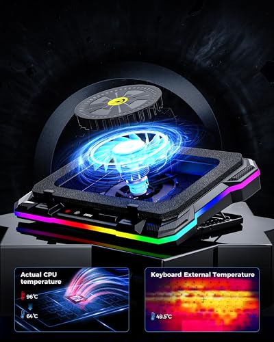 AICHESON Laptop Cooling Pad Turbofan Ultra 10°C-35°C Temperature Drop | Gaming Laptop Cooler Base , RGB Turbo Fan Stand Heat Dissipation for 14-19 inch Computer Laptops - color: 12V