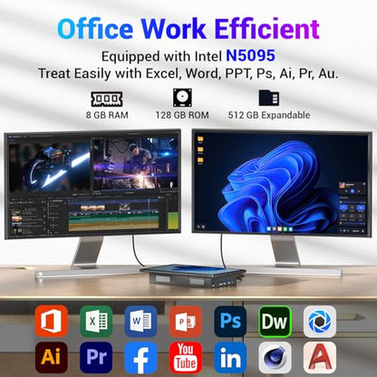 10.1 inch Industrial Embedded Panel PC, Win 11 Computer with 10 Points Touchscreen Tablet, Celeron N5095 8GB RAM/128GB ROM, Dual HDMI 2.0 WiFi 5 Bluetooth 5.0 for Office/Automation/Kiosk/Bar/Warehouse