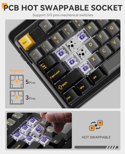 DAREU EK98pro Wireless Mechanical Keyboard,96% Creamy Gaming Keyboard with Number Pad,Tri-Mode BT/2.4GHz/USB-C,Pre-lubed Linear Switches,Gasket Structure,Hot Swappable Custom,Backlit for Win/Mac - color: Black