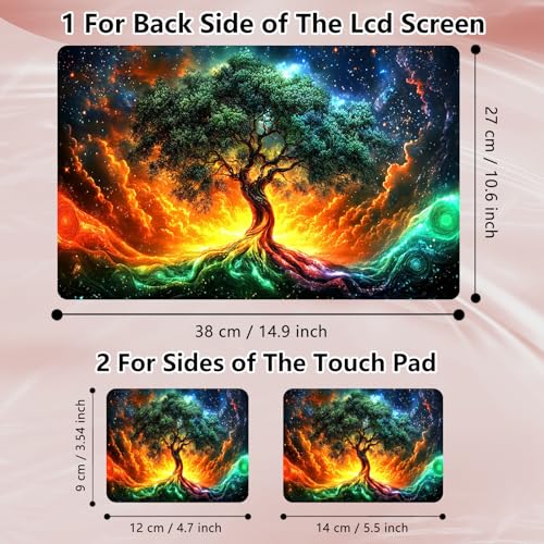 Laptop Skin Sticker Decal 12" 13" 13.3" 14" 15" 15.6",Waterproof Scratch Resistant Vinyl,Reusable Easy to Apply,for MacBook HP Dell Notebooks Netbooks Laptop,2 Wrist Pads,Colorful Green Tree - color: Colorful Green Tree
