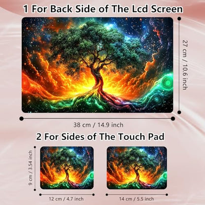 Laptop Skin Sticker Decal 12" 13" 13.3" 14" 15" 15.6",Waterproof Scratch Resistant Vinyl,Reusable Easy to Apply,for MacBook HP Dell Notebooks Netbooks Laptop,2 Wrist Pads,Colorful Green Tree - color: Colorful Green Tree