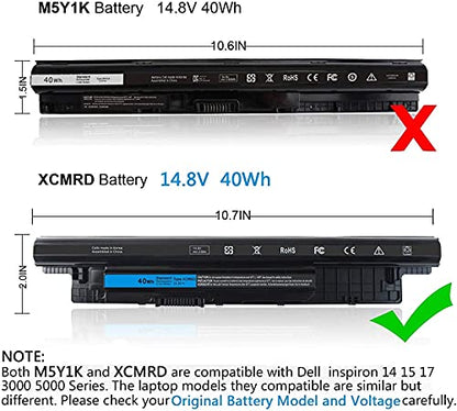 40Wh XCMRD 14.8V Battery for Dell laptop Inspiron 3521 15 3000 Series 15 3531 3537 5521 5537 3542 3543 3541 17 3721 3737 17R 5737 5721 14 3421 5421 3437 3443 Latitude 3440 3540 P28F P40F P26E T1G4M - size: XCMRD