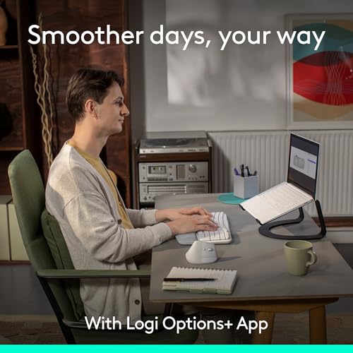 Logitech Wave Keys & Lift Vertical Mouse - Ergonomic Wireless Keyboard and Mouse Combo - with Cushioned Palm Rest, Easy-Switch, Bluetooth, for Multi-OS, Windows/Mac - Off-White - color: Off White, style: Right-Handed