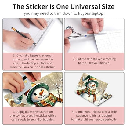 15.6 Inch Laptop Skin Sticker, Reusable Vinyl Cover Protector with 2 Wrist Pad Skins, Removable Waterproof Scratch-Resistant for 12-15.6 Inch Laptop Notebook,Snowman with Hat - color: Snowman With Hat