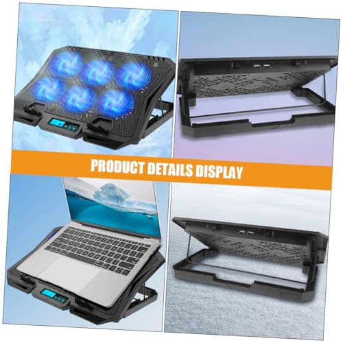 Toddmomy Laptop Cooling Pad 15.6 Inch with 6 Fans, Quiet Adjustable Speed Laptop Cooler Stand with Blue LED Light, Portable Cooling Fan Base for Gaming and Office Use