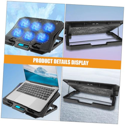 Toddmomy Laptop Cooling Pad 15.6 Inch with 6 Fans, Quiet Adjustable Speed Laptop Cooler Stand with Blue LED Light, Portable Cooling Fan Base for Gaming and Office Use