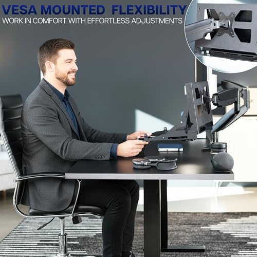 VIVO Black Flip Down 13 to 17 inch Laptop Tray Holder, Mount-FDLAP1 | Designed for Wall-Mounted Floating Workstation or VESA Stand Accessory, Space Saving, Holds 22 lbs
