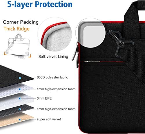 Hseok 17.3 Inch Laptop Shoulder Bag, Water-Resistant & Shockproof Protective Computer Case Compatible with 17.3 inch Dell Asus HP Lenovo Acer MSI Notebooks,Black & Red - color: Black & Red, size: 17.3 inch