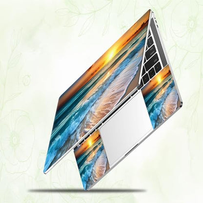 Laptop Skin Sticker Decal, Universal Reusable Vinyl Laptop Cover for 12" 13" 13.3" 14" 15" 15.4" 15.6" Notebook PC, Reusable Waterproof Scratch-Resistant with 2 Wrist Pads,Art Sandbeach Beach - color: Art Sandbeach Beach