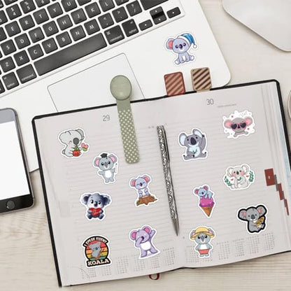 60pcs Cartoon Koala Stickers for Kids Journals,Lovely Aesthetic Vinyl Decals for Teens Laptops Water Bottle Suitcase Skateboard Phone Pad (Koala) - color: Koala