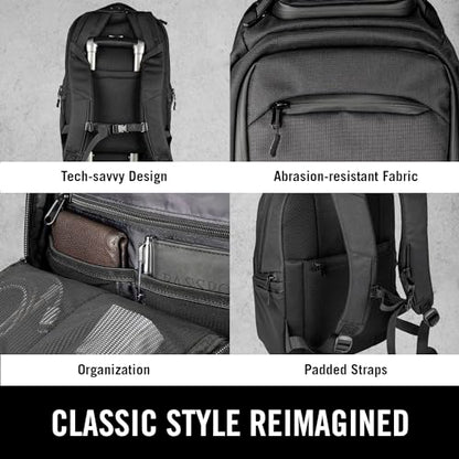 Kenneth Cole REACTION Parker Polyester Abrasion-Resistant Travel 17" Laptop Backpack with Removable Laptop Sleeve, Black - size: 17"