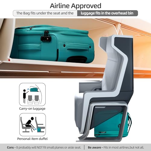 Carry On Luggage 22x14x9 Airline Approved with Wheels,2-piece Luggage Set,Softside Expandable Luggage Suitcase with TSA Lock&Carry-on UnderSeat travel Duffle Bag,Weekender Bag-Green - color: Green, size: Carry-on 20 inch (2-piece Set)