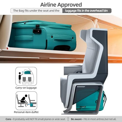 Carry On Luggage 22x14x9 Airline Approved with Wheels,2-piece Luggage Set,Softside Expandable Luggage Suitcase with TSA Lock&Carry-on UnderSeat travel Duffle Bag,Weekender Bag-Green - color: Green, size: Carry-on 20 inch (2-piece Set)