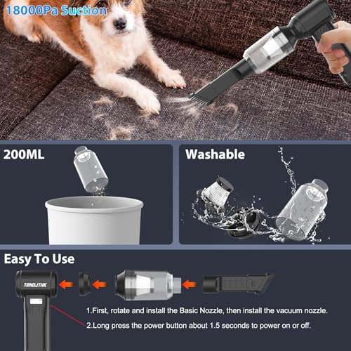 Cordless Compressed Air Duster, 10000mAh Rechargeable Electric Blower, 85m/s High-Speed Electronics Cleaner with Vacuum Kit for Keyboard, Computer, PC, Car Vent, Desk, Home