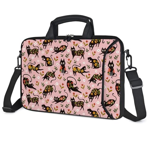 10 inch Messenger Bag Carrying Case with Handle Accessory Pocket Fits 7 to 10-Inch Laptops/Notebook/Kids Tablet (7-10.2 inch, Flowers Cats) - color: Flowers Cats, size: 7-10.2 inch
