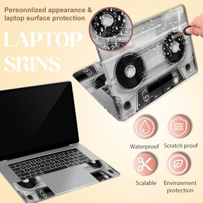 SUPERDANT Laptop Skin Sticker Retro Cassette Tape Laptop Decals Personalized Universal Notebook Computer Wrap Vinyl Skin Stickers Cover Art Decal Removable 12-15.6 Inch Scratch-Resistant Gifts