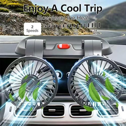 Adjustable Dual Head Car Cooling Fan-Brushless Motor-2 Speeds, 360 Rotation, for Car Dashboard, SUV/RV/Truck/Sedan/Cruise/Office, USB Powered (Dual-5V) - color: Dual-5V