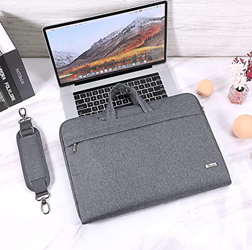 Voova Laptop Case 13 14 15 16 17 Inch with Shoulder Strap, Waterproof Laptop Bag Sleeve Slim Briefcase - color: Grey, size: 17-17.3 Inch