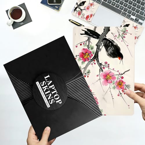Universal Laptop Skin Sticker with 2 Wrist Pad Decals, 3-Piece Removable Vinyl Laptop Cover, Plum Blossom Waterproof Anti-Scratch, Easy-Trim Fit for 13.3" 14" 15.6" Laptops - color: Plum Blossom