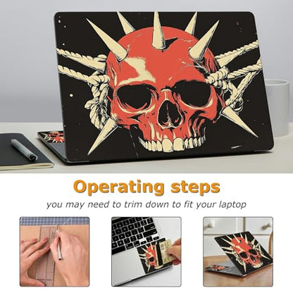 Universal Laptop Skin Sticker with 2 Wrist Pad Decals, 3-Piece Removable Vinyl Laptop Cover, Pierce The Skull Waterproof Anti-Scratch, Easy-Trim Fit for 13.3" 14" 15.6" Laptops - color: Pierce the Skull