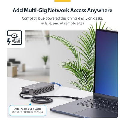 StarTech 10GbE USB4 Ethernet Adapter, Thunderbolt 3/4/5, Multi-Gigabit, TAA | External 10Gb Network Card, 10/5/2.5/1Gbps/100Mbps, Thunderbolt 3/4/5 Compatible, Windows & Mac