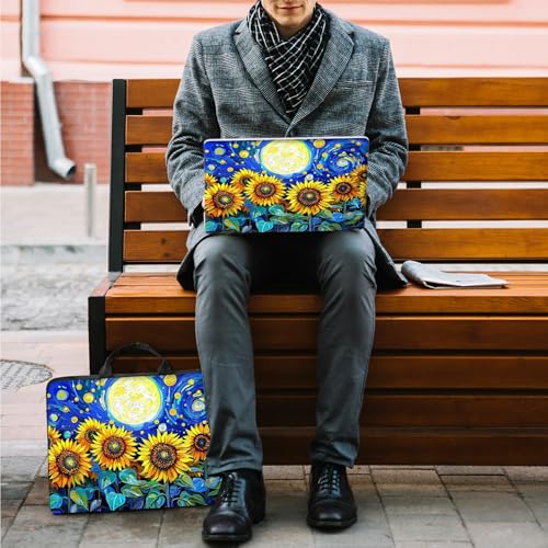 10 inch Laptop Sleeve with Laptop Skin Sticker Set – Slim Protective Case with Smooth Zipper, Lightweight Tablet & Notebook Sleeve for Travel & Daily Carry, Sunflower Art Moon - color: Sunflower Art Moon, size: 10 inch